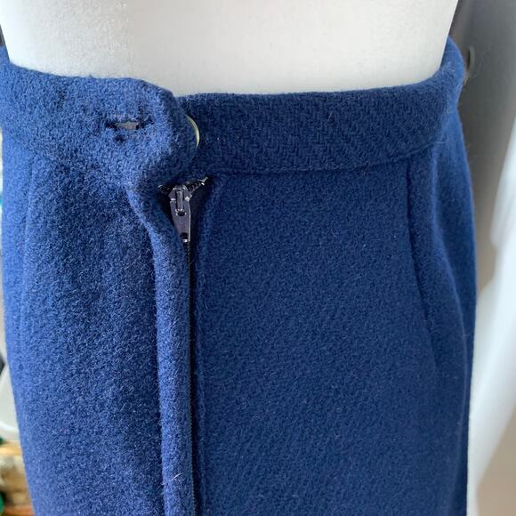 Vintage 60s 70s handmade women's navy blue high waisted wool mini skirt SZ XS - Picture 6 of 7